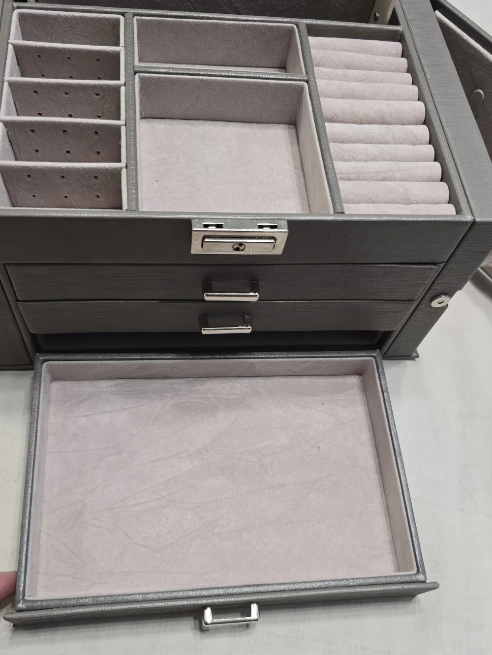 Gray Jewelry Organizer Box with Mirror - Brand Unspecified